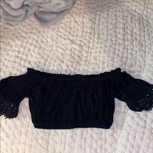 Emma & Sam Off the Shoulder Crop Top